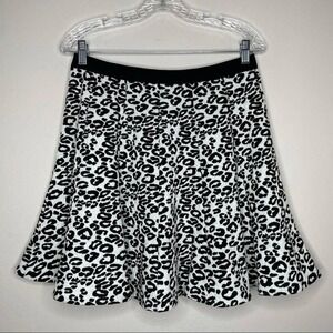 Rebecca Taylor Leopard Print black white flowy‎ knit skirt